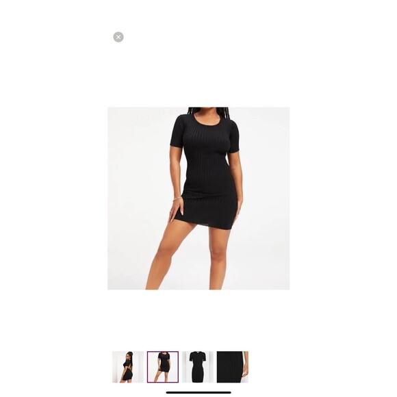 Good American Women’s 5/6 Ribbed Cutout Bodycon Open Back Black Mini Dress NWT - Picture 2 of 7